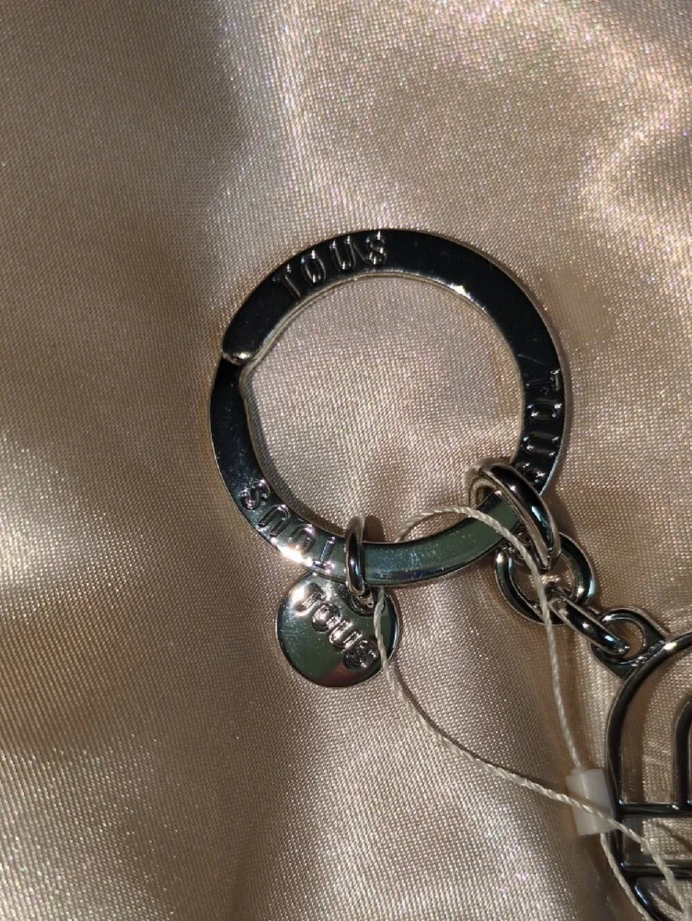 TOUS Silver Tone Logo Keyring with Tag